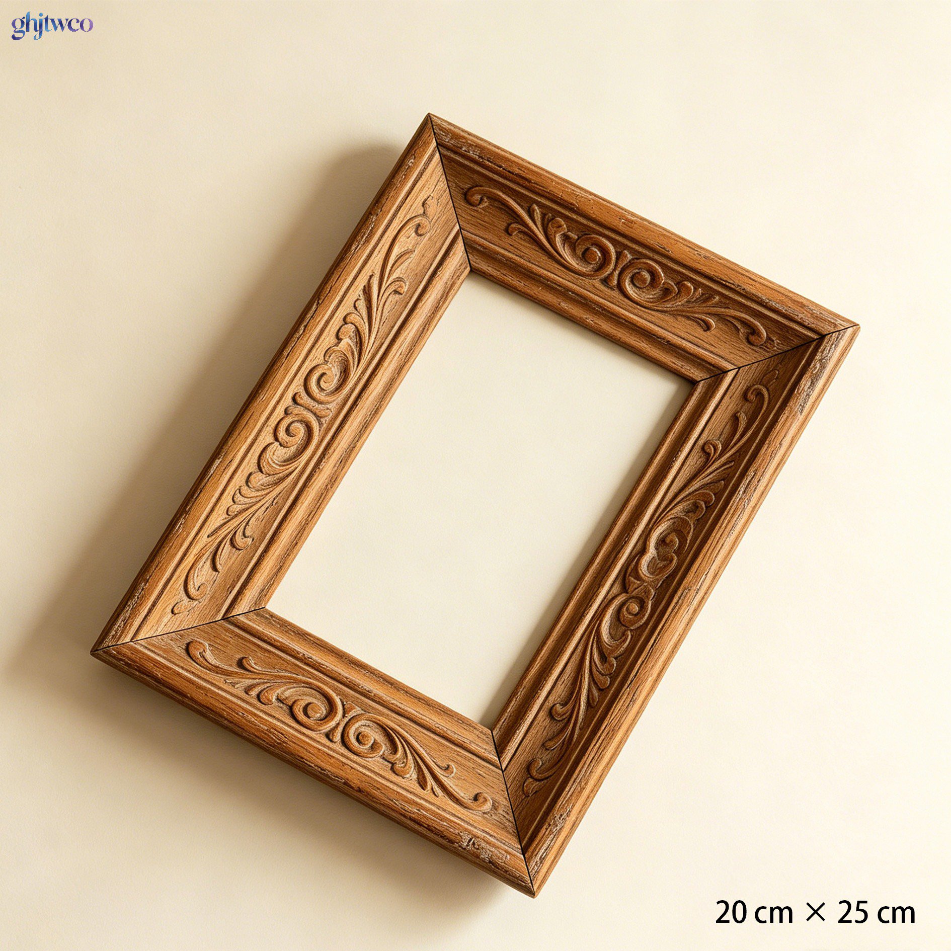 Rustic carved wood frames displaying family photos