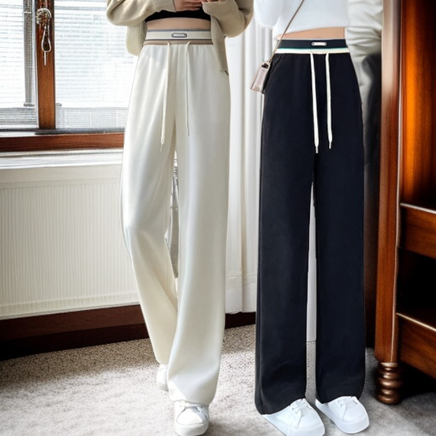 여성 봄 하이웨스트 캐주얼 번아웃 스트레이트 조거 팬츠