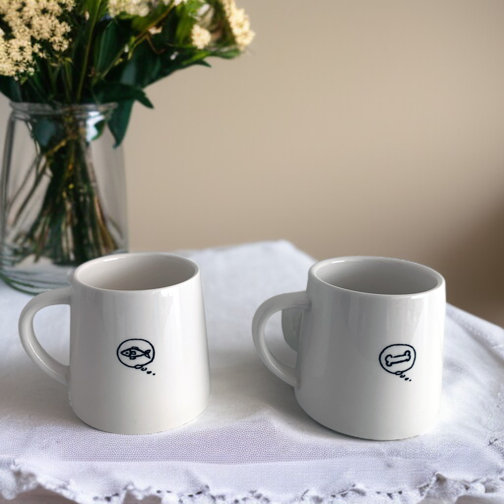 Handmade Ceramic Cat Character Coffee Mug with Lid