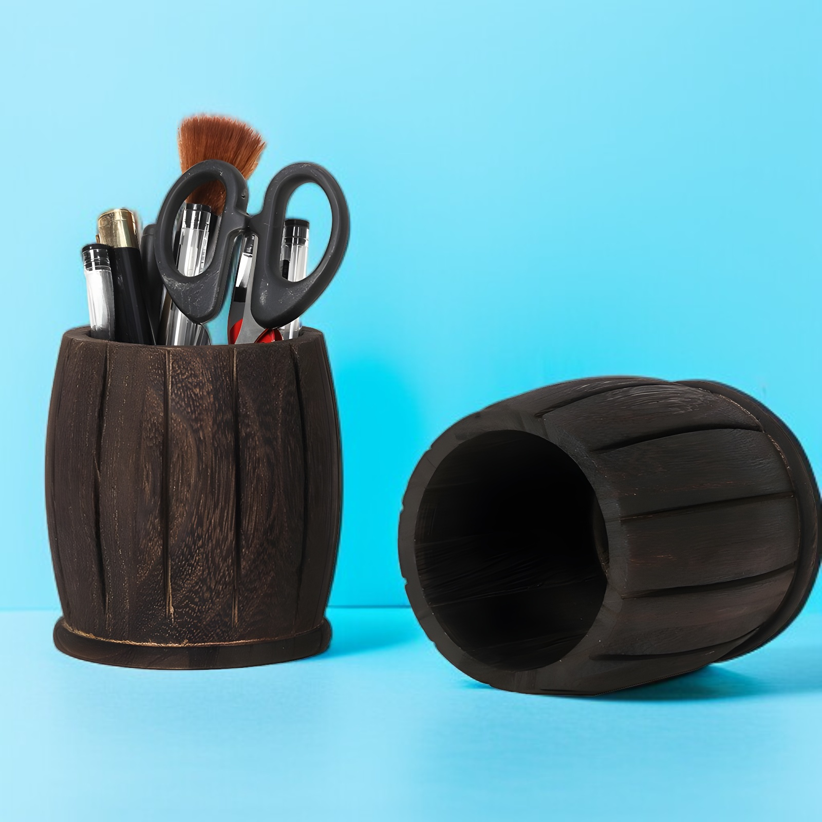 Schreibtisch-Stiftehalter aus Paulownia-Holzkohle