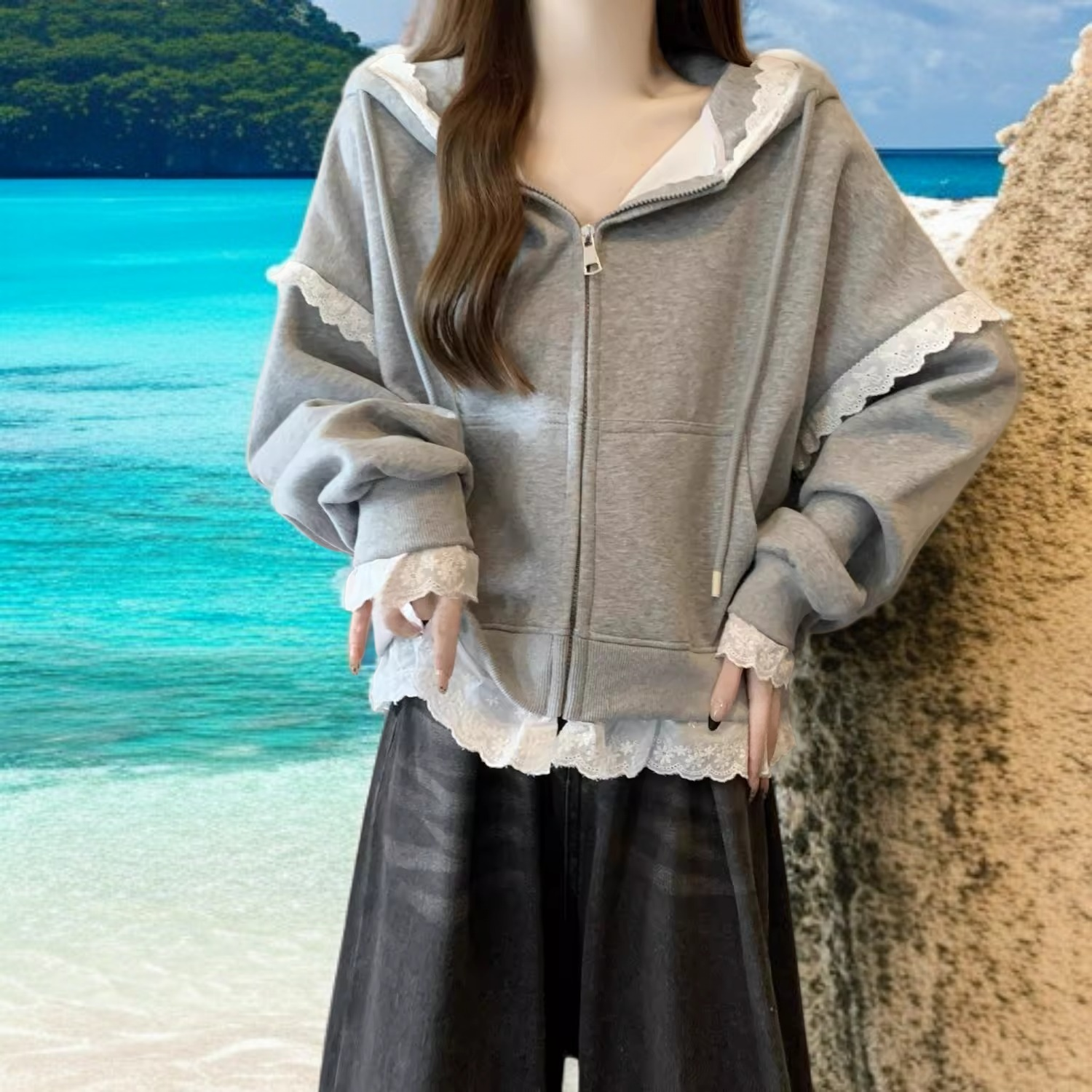 フード付きジャケットの前面デザイン