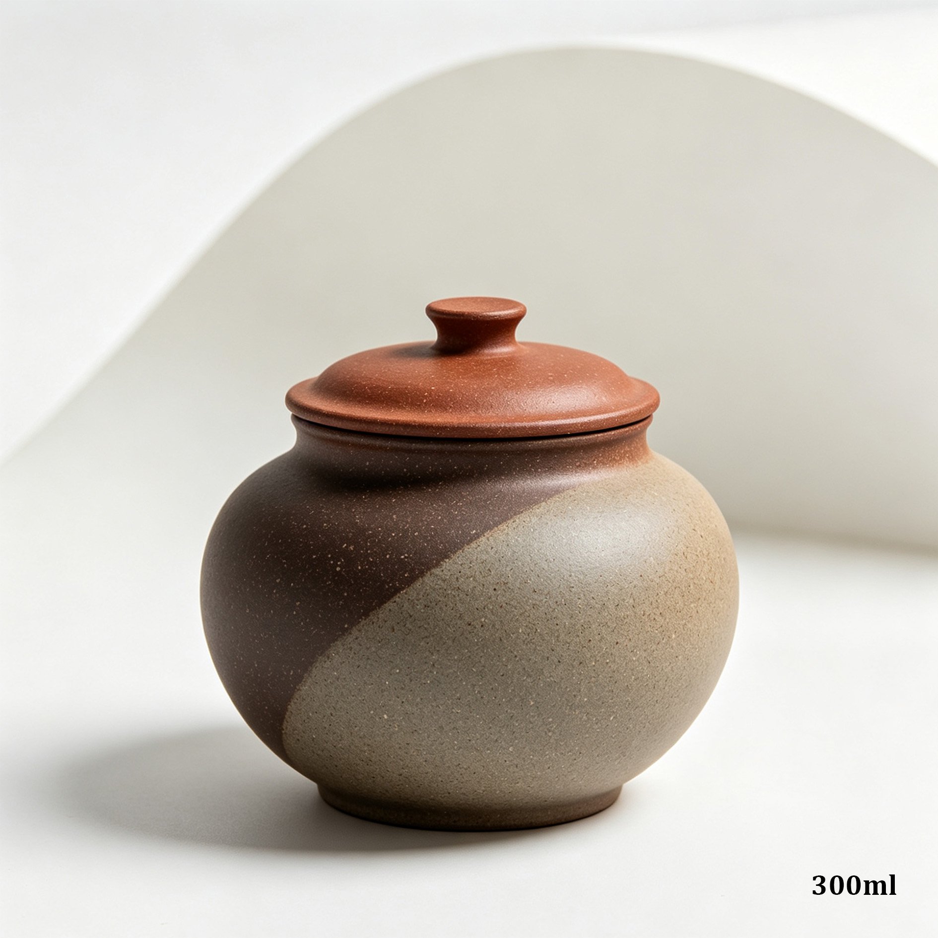 粗陶器の質感が際立つ茶葉保存容器