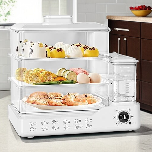 家庭用大容量電気蒸し器自動断電多機能3層蒸気鍋