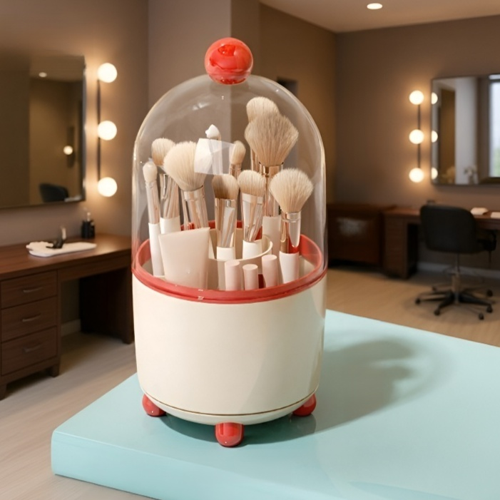 Transparent makeup brush storage bucket for dust protection