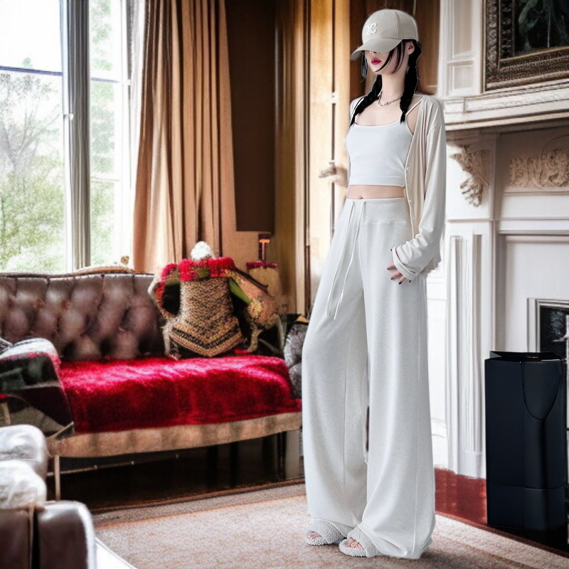 와이드 와이드 팬츠 여 쁘띠 소프트 하이웨스트 날씬해 보이는 팬츠 스커트 봄가을 드롭 와이드 팬츠