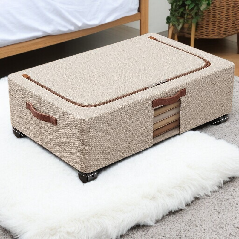 Caja de almacenaje para ropa y mantas, con ruedas, para colocar debajo de la cama