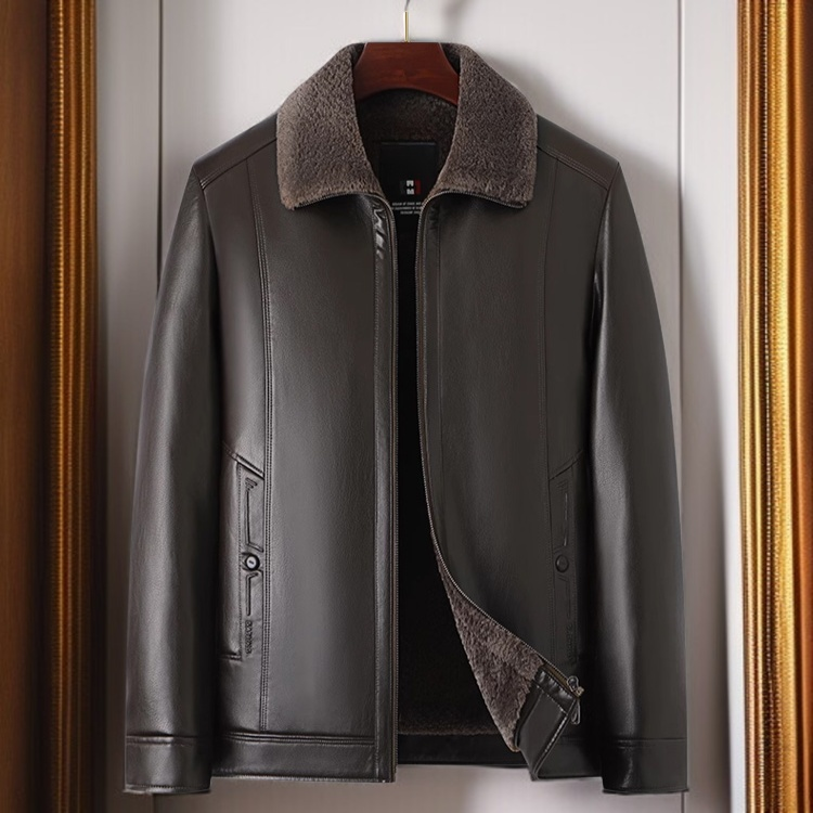 メンズ裏起毛厚手本革レザージャケット