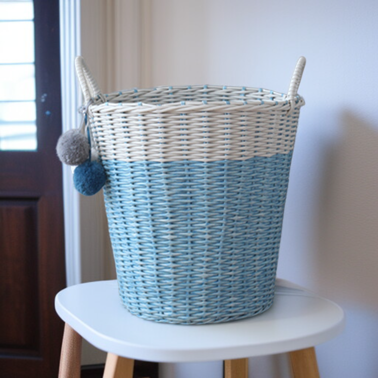 Cesta de almacenamiento simple de imitación ratán para ropa sucia
