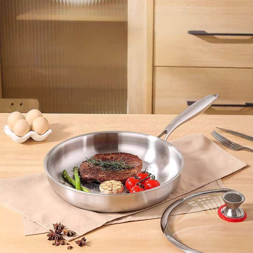 กระทะเหล็กหนาเคลือบสารกันติดสามชั้น