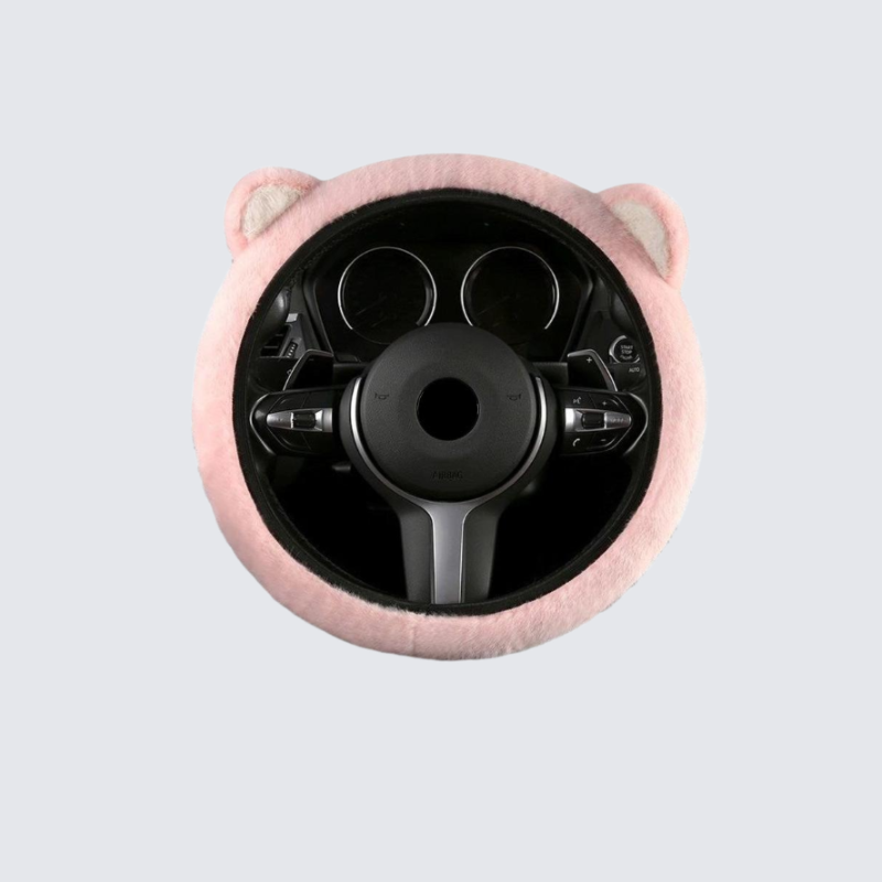 Autumn/Winter Steering Wheel Cover, Winter Plush Ear Steering Wheel Cover, Fuzzy Steering Wheel Cove