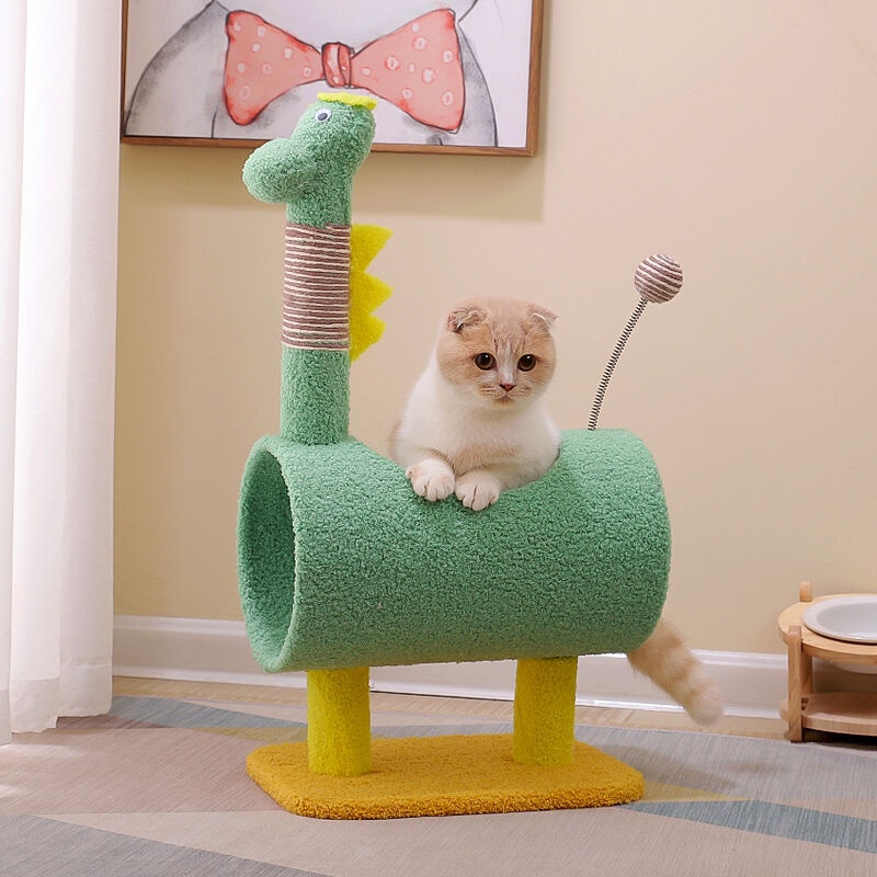 All-in-One Cat Scratching Post with Play Area and Nest