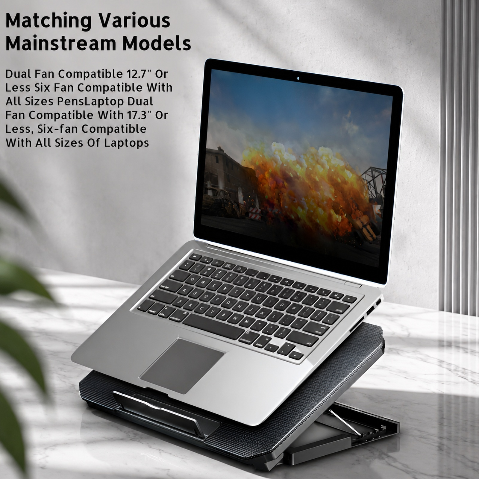 Notebook cooling pad with anti-slip design
