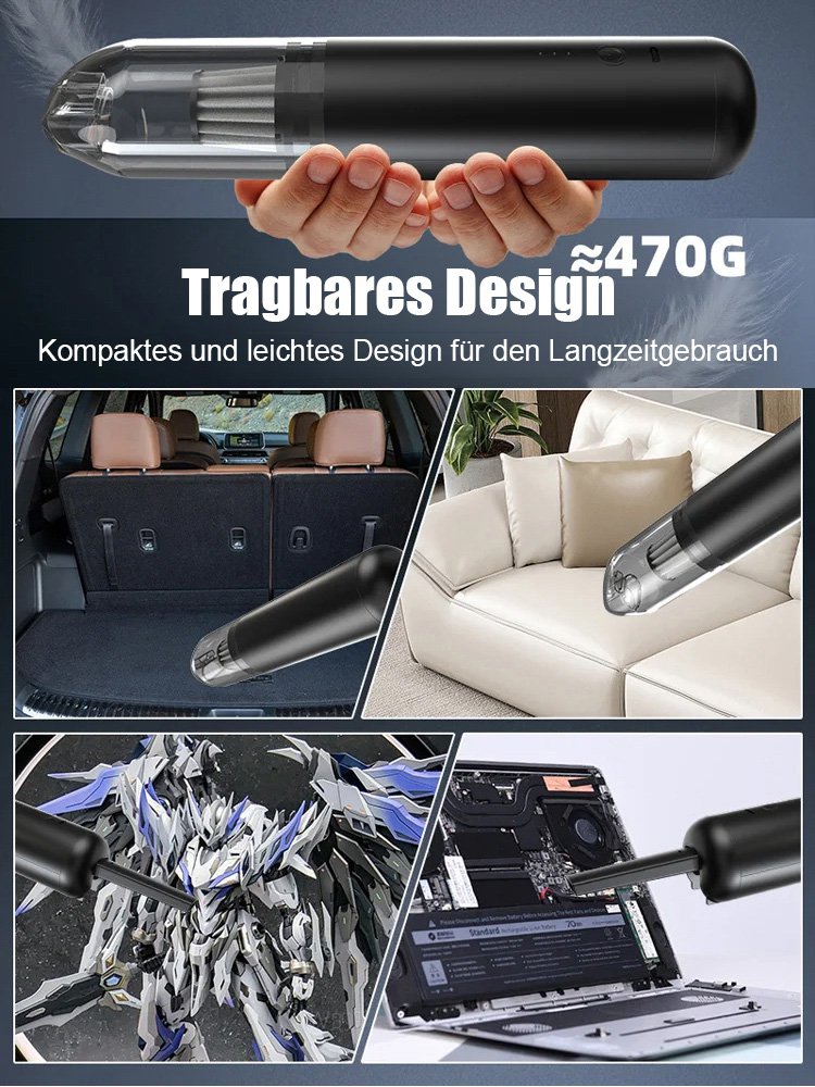 Kabelloser Mini-Autostaubsauger [Saug- und Blasfunktion]
