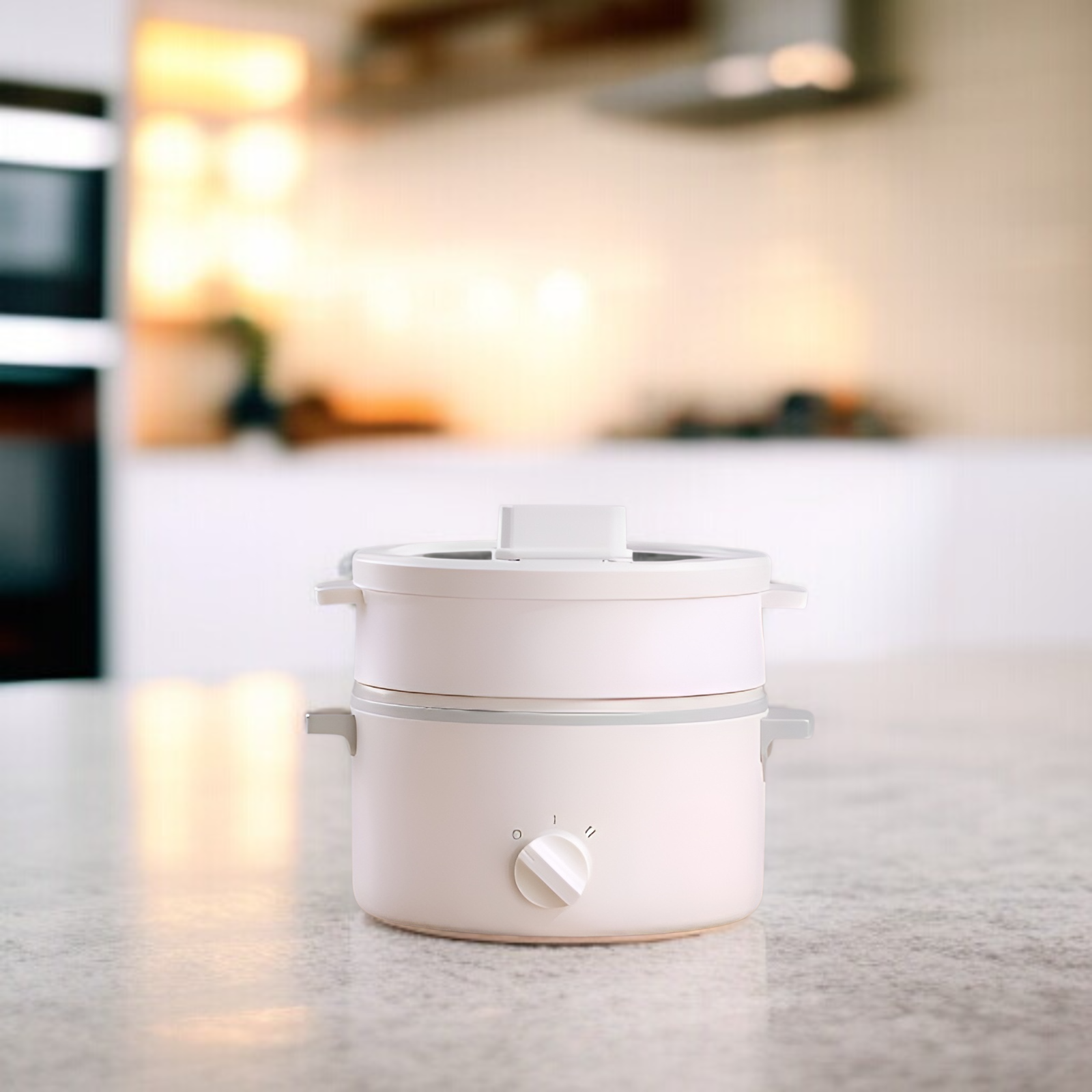 Kompakter multifunktionaler Tisch-Dampfgarer, 1,5L Kapazität, Zwei-Etagen, Schimmelresistent