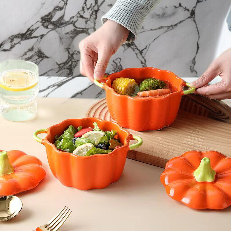 両耳蓋付き家庭用陶磁器スープボウル