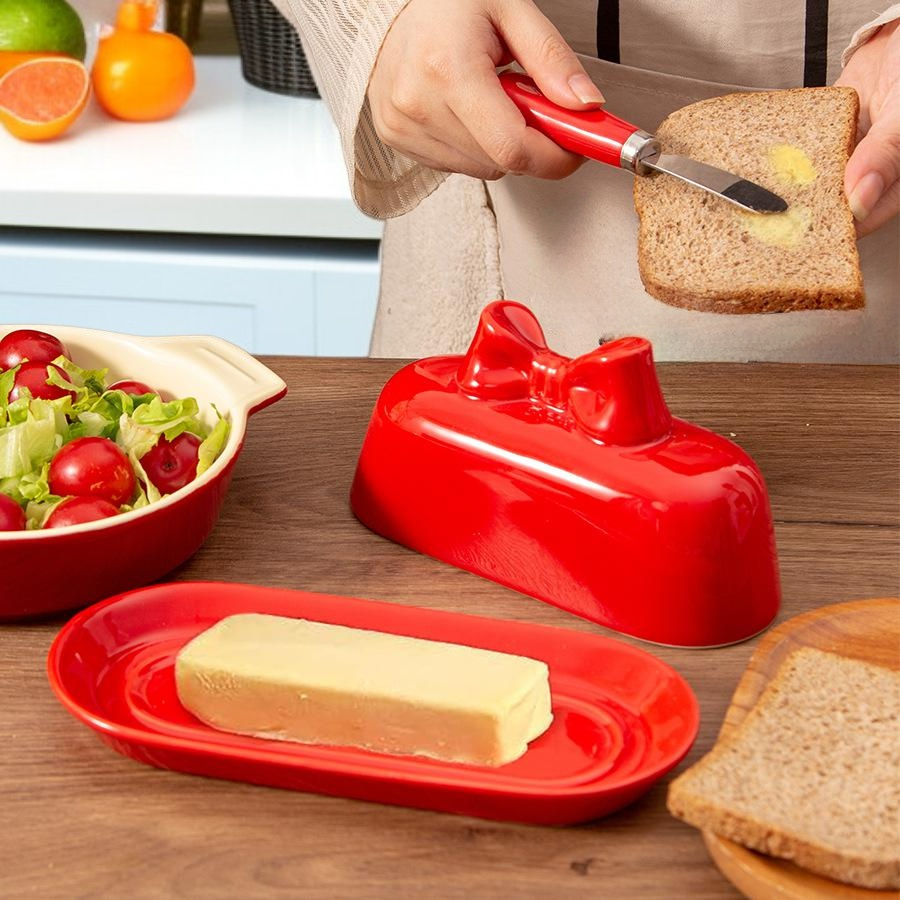 귀여운 리본 세라믹 버터 접시