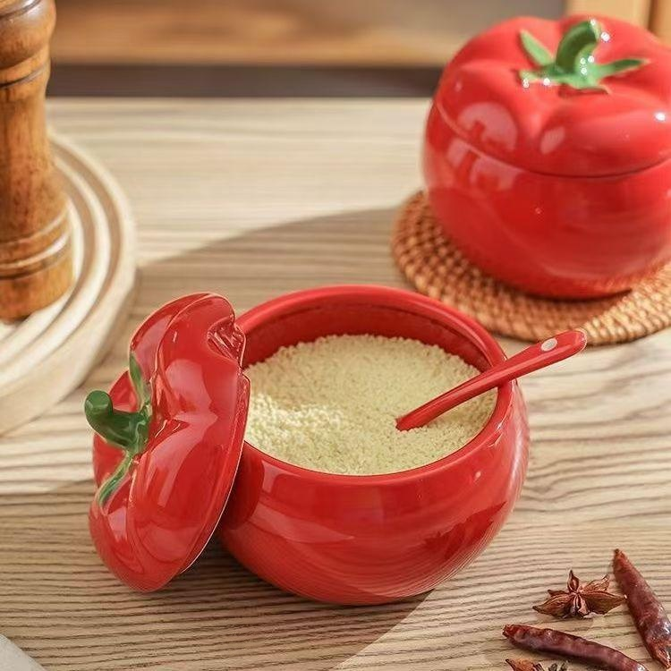Keramik-Gewürzdose in Mini-Tomatenform, 420ml, unterglasurverziert