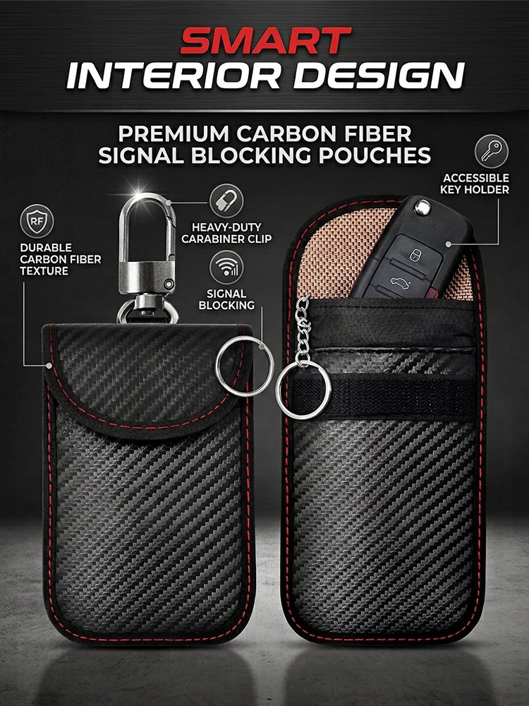 Carbon Fiber Car Key Signal Blocker Box - Anti-Theft Protection