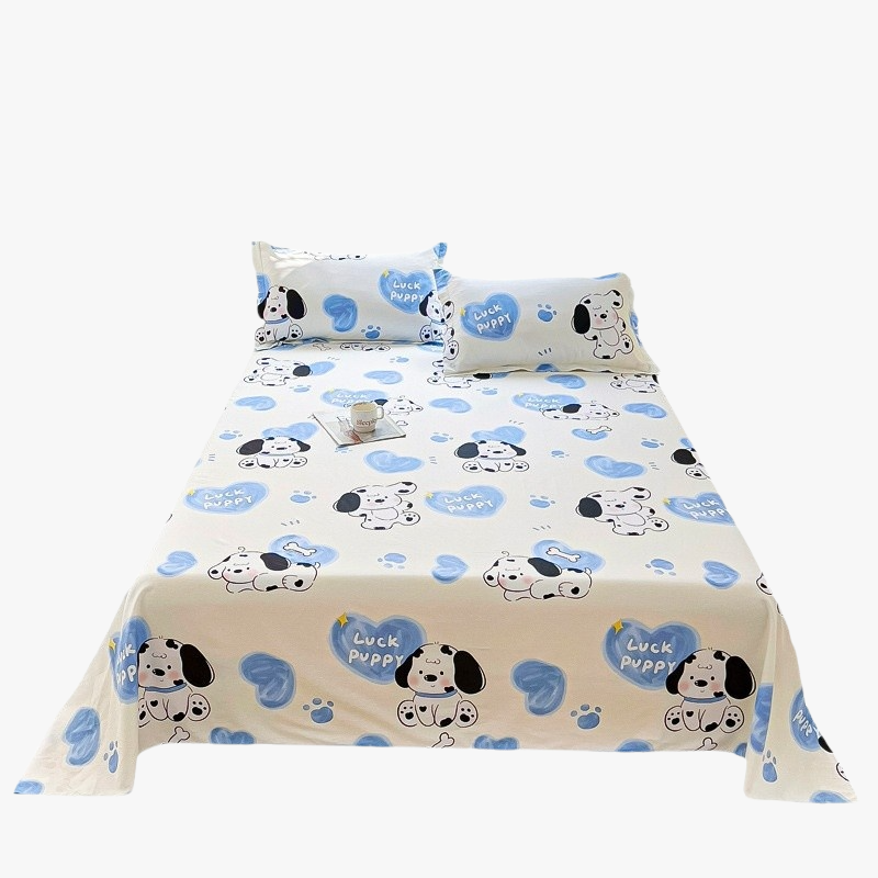 Sábana y funda de almohada de algodón para el hogar, suave, transpirable y lavable a máquina