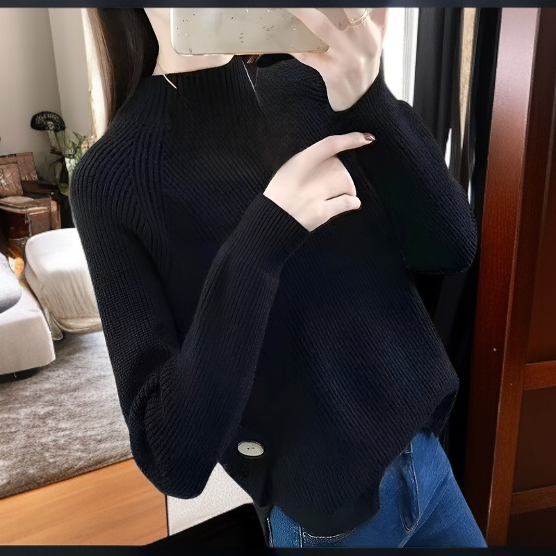 신상 가을겨울 여성 하이넥 니트, 루즈핏 한국 스타일 베이스레이어 탑