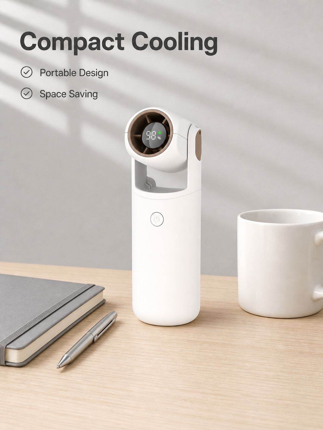 USB Rechargeable Oscillating Mini Fan, Portable Desktop High-power Electric Fan