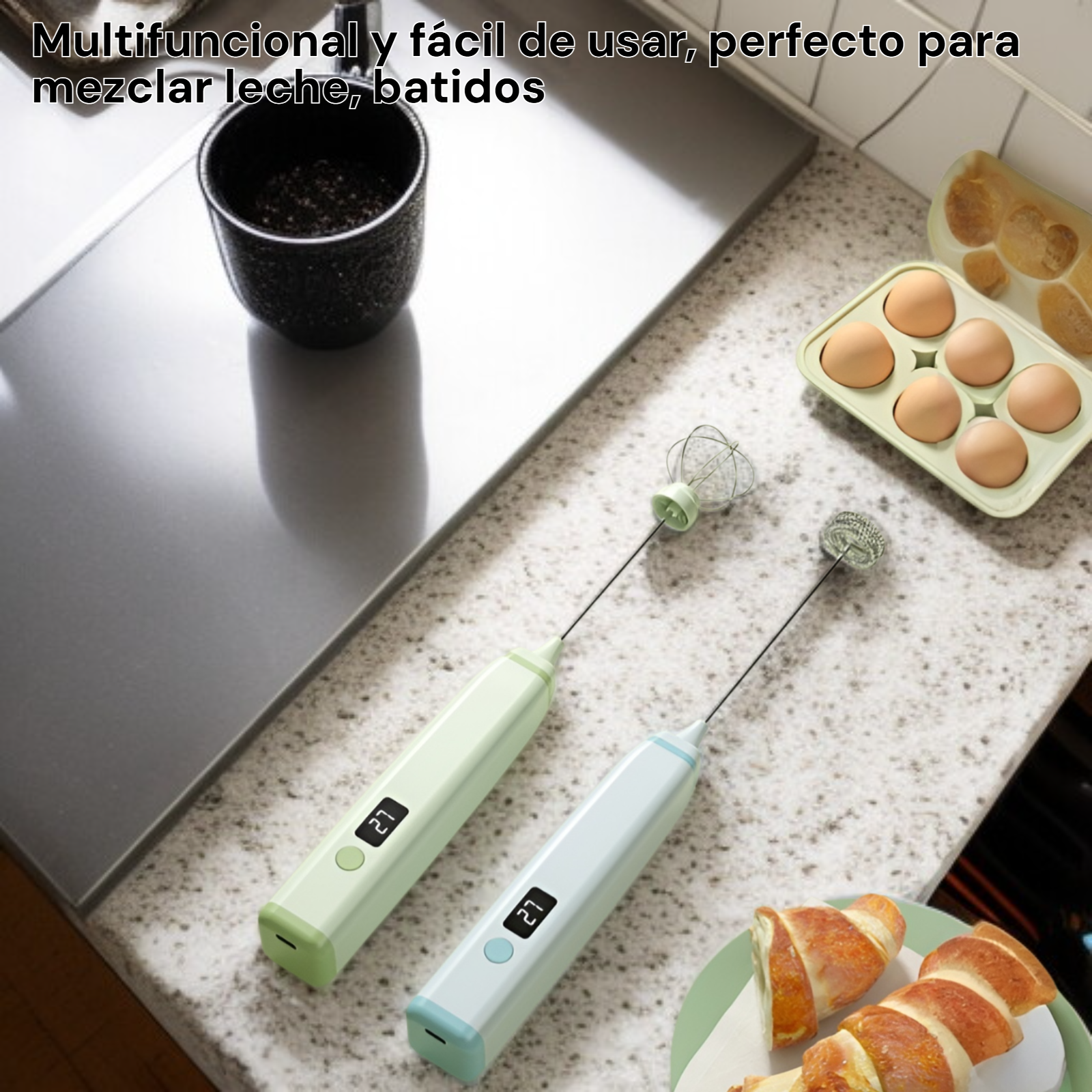 Espumador de leche inalámbrico multifuncional para leche, café y repostería