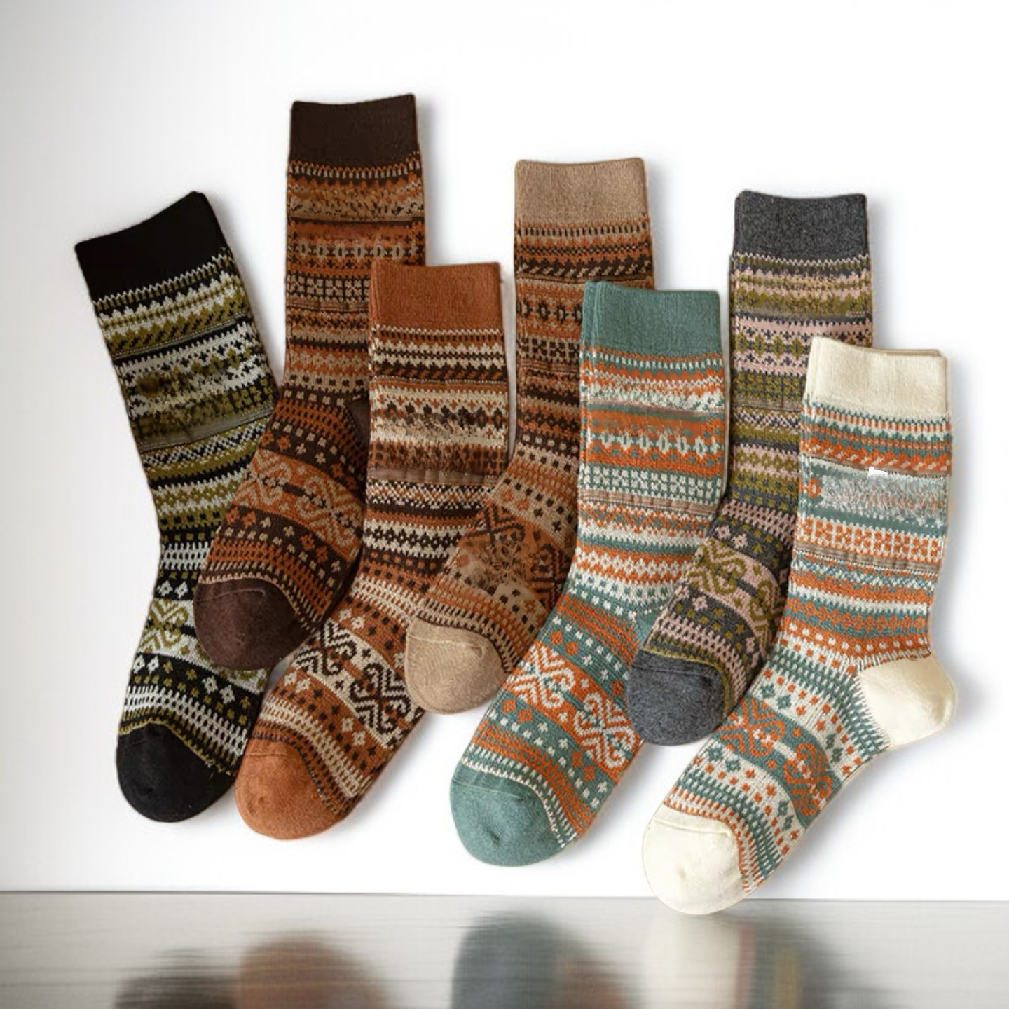 여성 빈티지 프린트 미디엄 스타킹