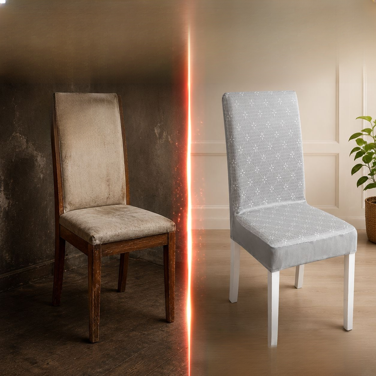 Ice silk cooling chair cover, all-in-one universal cover, full coverage, simple straight back dining