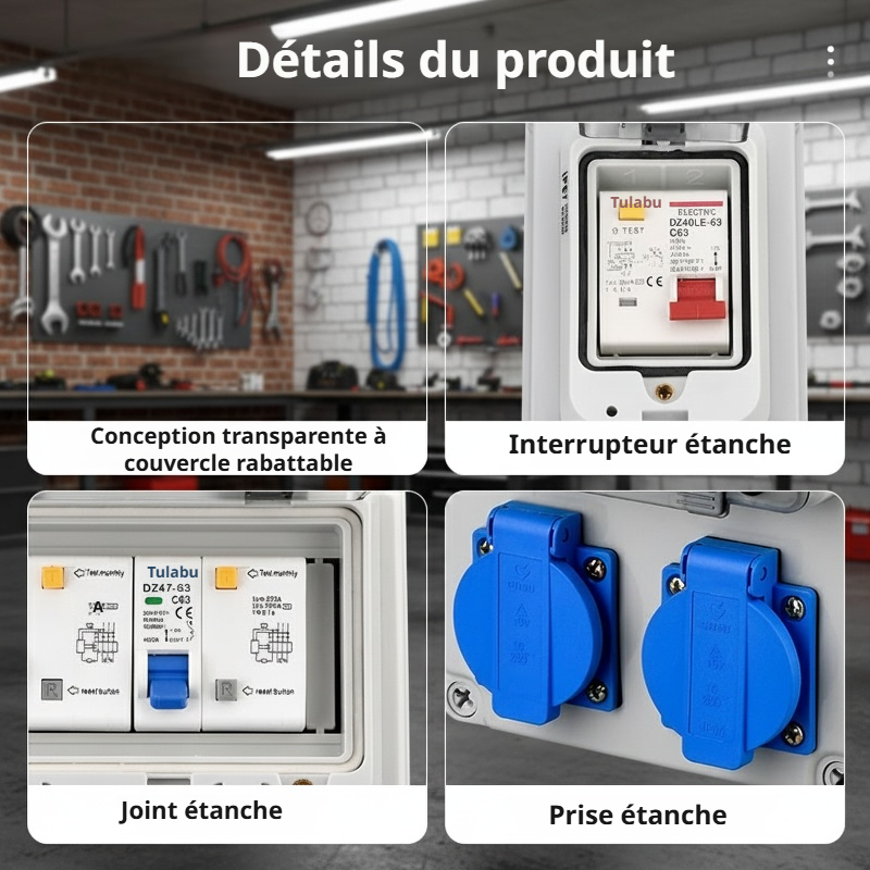 Boîte de distribution électrique portable en plastique