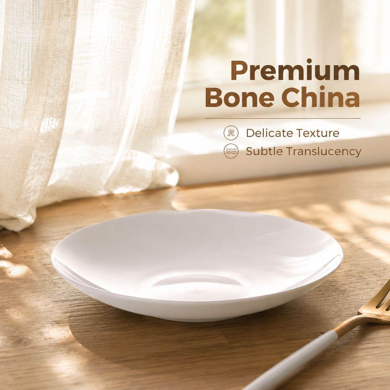 Pure White Porcelain Round Dinner Plate for Home