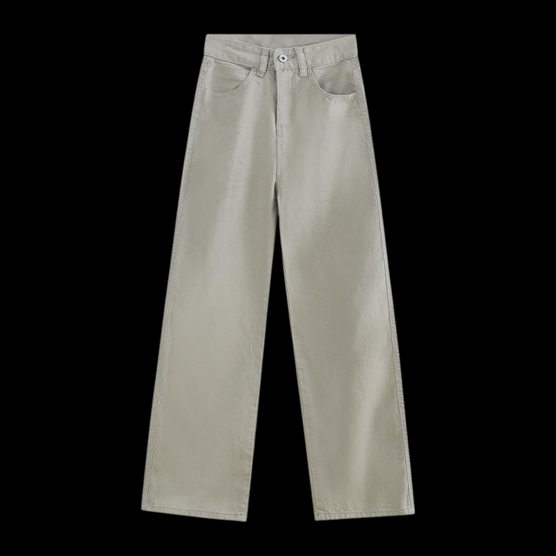 여성 와이드 카키 하이웨스트 슬림핏 캐주얼 팬츠 춘추 일자 청바지