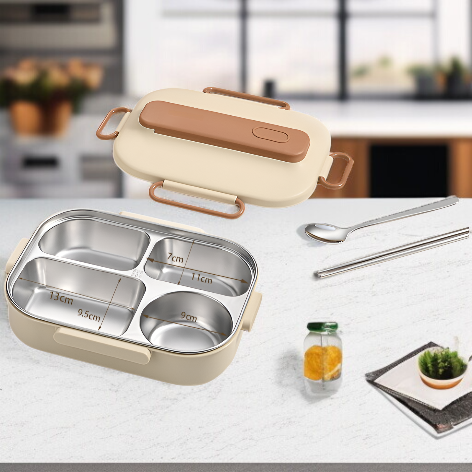 Isolierte Edelstahl-Lunchbox für Schüler, passt ins Schließfach