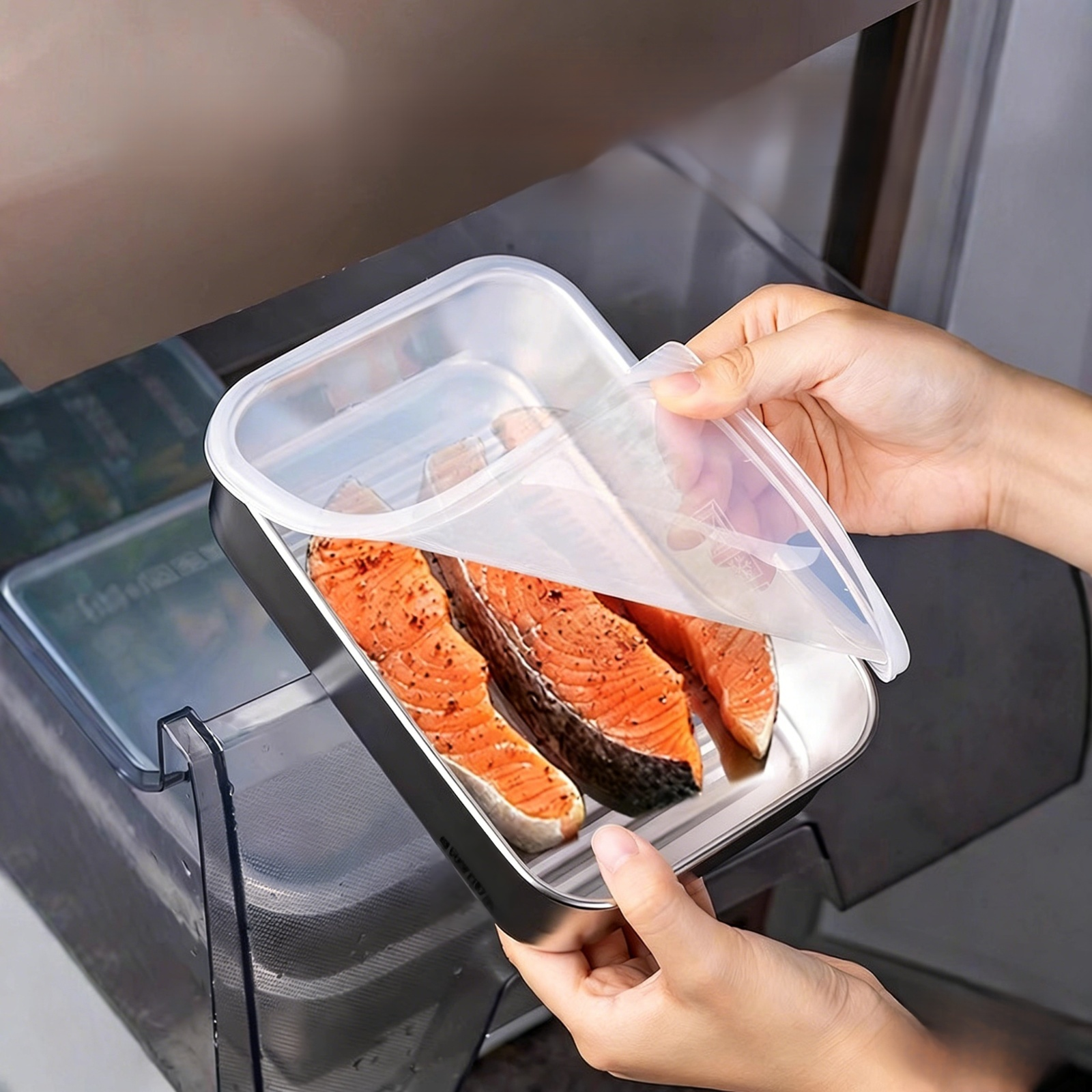 304 Edelstahl Mehrzweck-Tablett mit Trennwänden, geeignet zum Kochen und Servieren