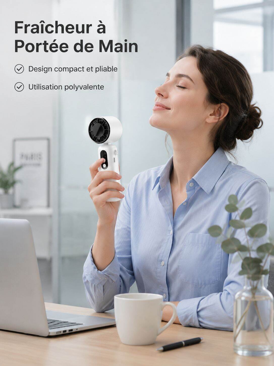 Mini ventilateur portable à main, ventilateur de cou pour l'extérieur