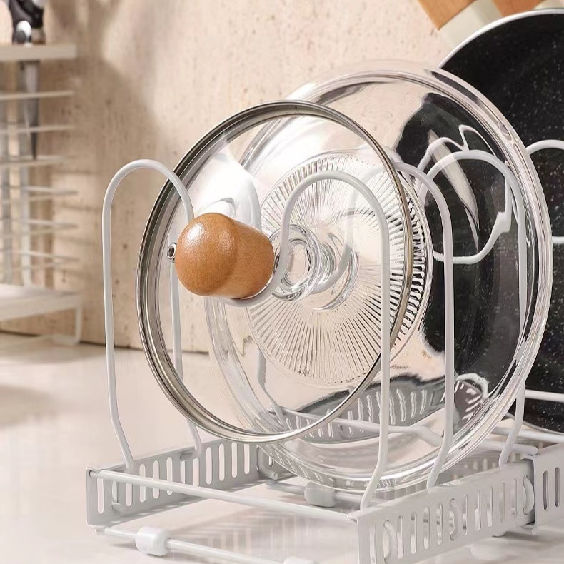 Multifunktionaler ausziehbarer Küchenständer – Topfdeckel-, Schneidebrett- und Geschirrhalter