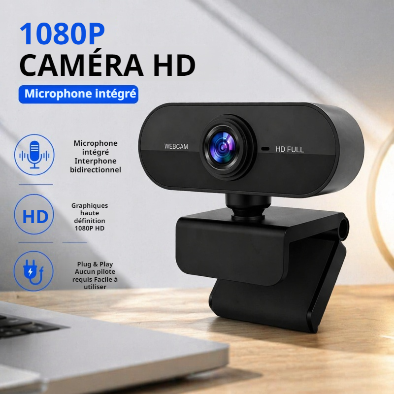 Webcam USB 1080P 2K haute définition pour le streaming en direct et l'enseignement en ligne
