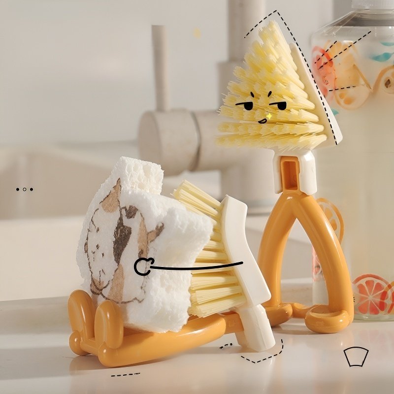 Foldable No-Dead-Angle Triangle Cleaning Brush