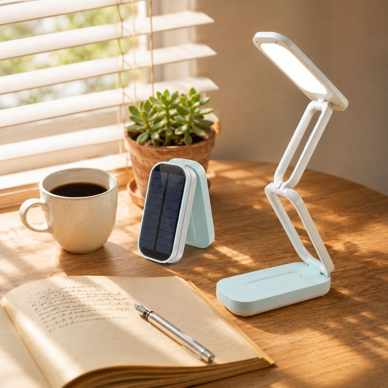 Lámpara de lectura plegable solar con protección para los ojos