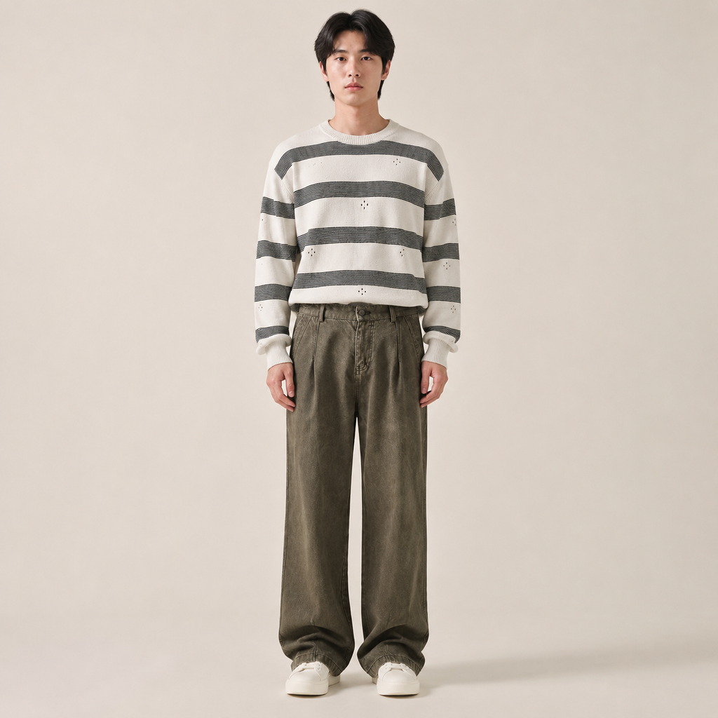 가을 와이드 스트레이트 순면 빈티지 바지