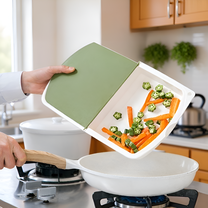 排水バスケット付きフリップトップカッティングボード