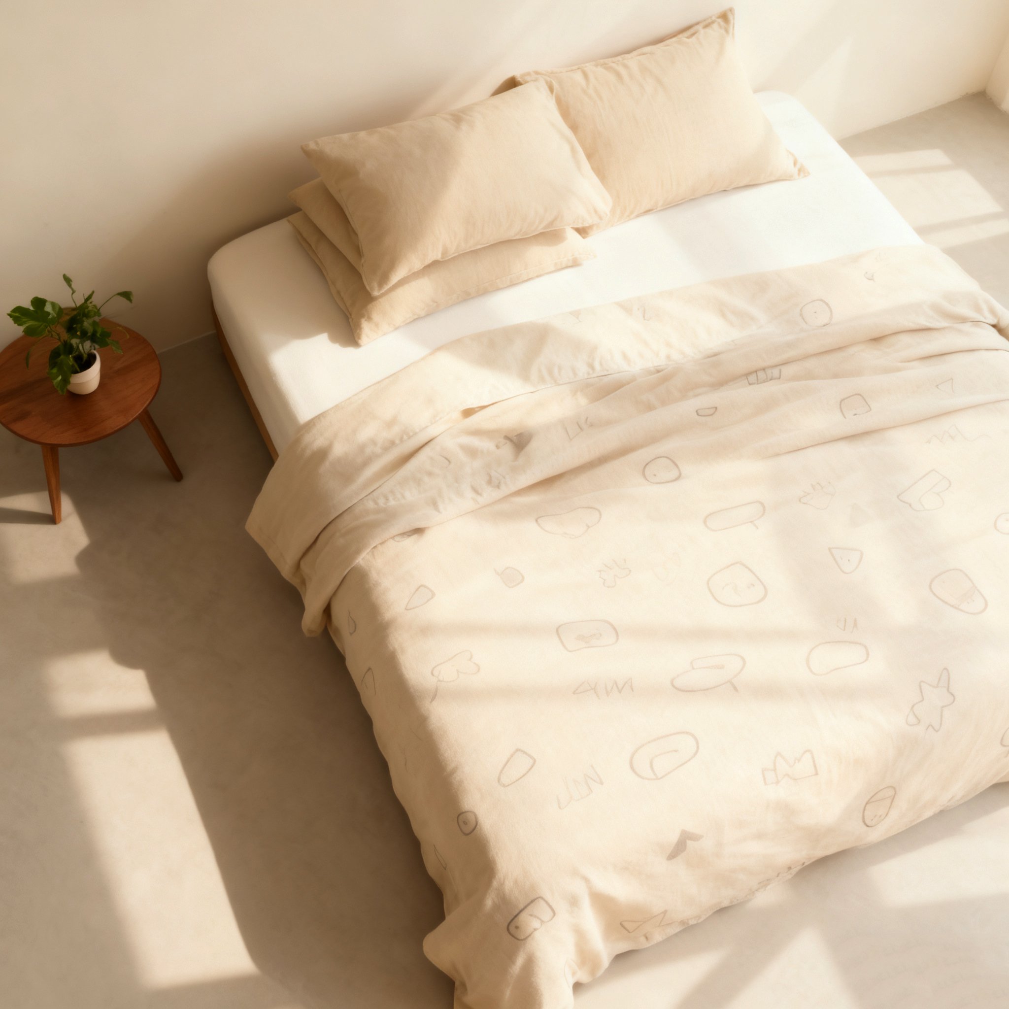 순면 이불과 베개커버 디테일 샷