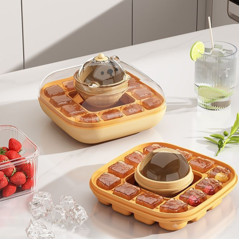 日用餐厨饮具厨房工具卡通小熊冰块模具软底二合一