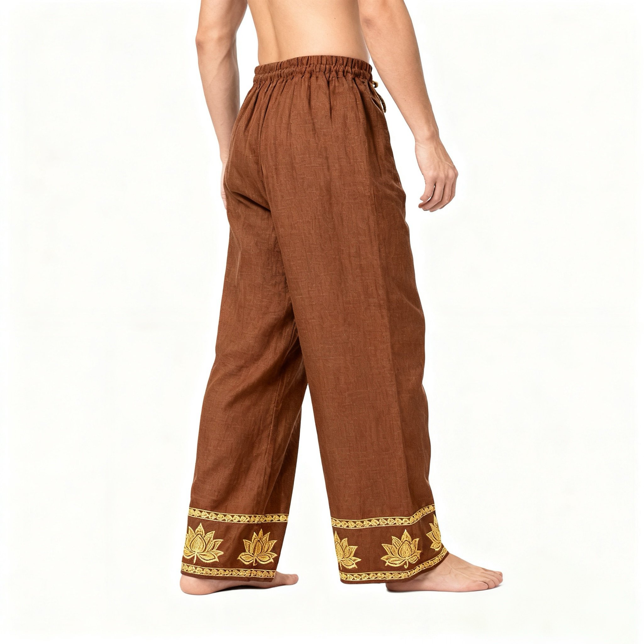 กางเกงผู้ชายปักลายดอกบัวสีสวยทันสมัย