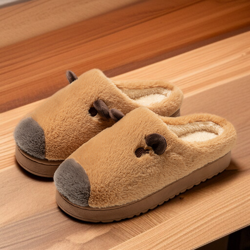 可愛棉拖鞋女家居厚底保暖加絨毛毛棉拖