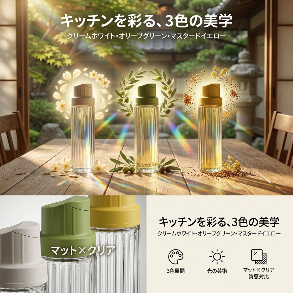 シンプル耐熱ガラス製オイルボトル