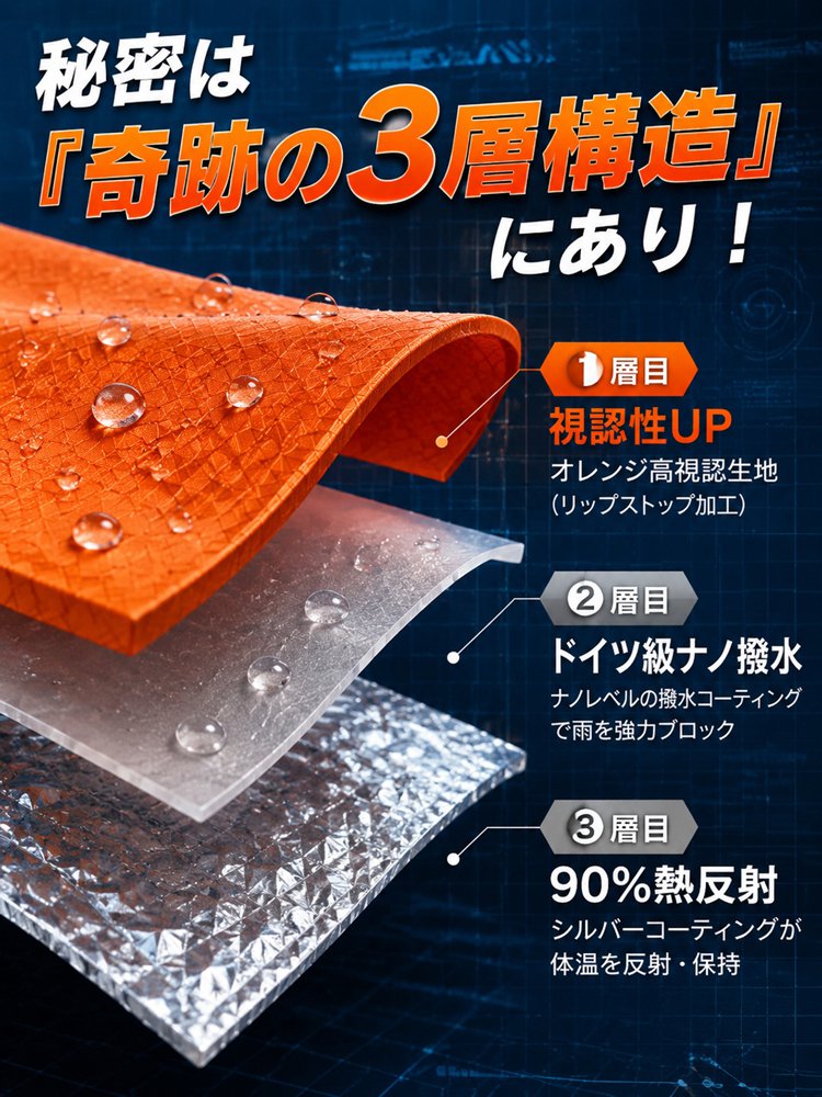 アウトドア用保温レインコート