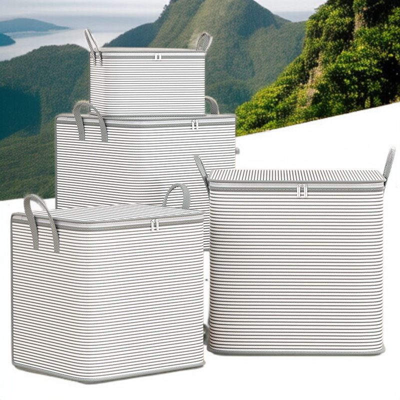 방수 방진 수납 파우치 대용량 스트라이프 정리 의류 접이식 부직포 바지 수납 파우치