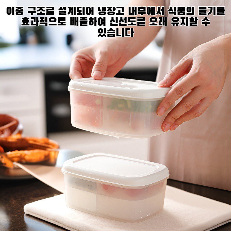 이중 구조의 물 빠짐 기능이 있는 냉장고 식품 보관 용기