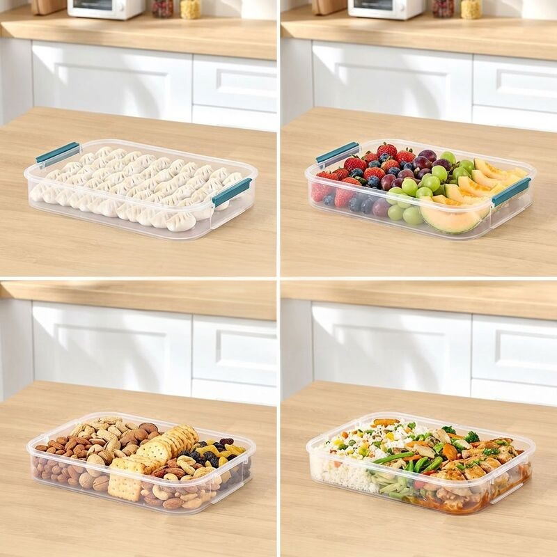Large Capacity Sealed Crisper, Food-Grade Freezer Storage Box for Kitchen