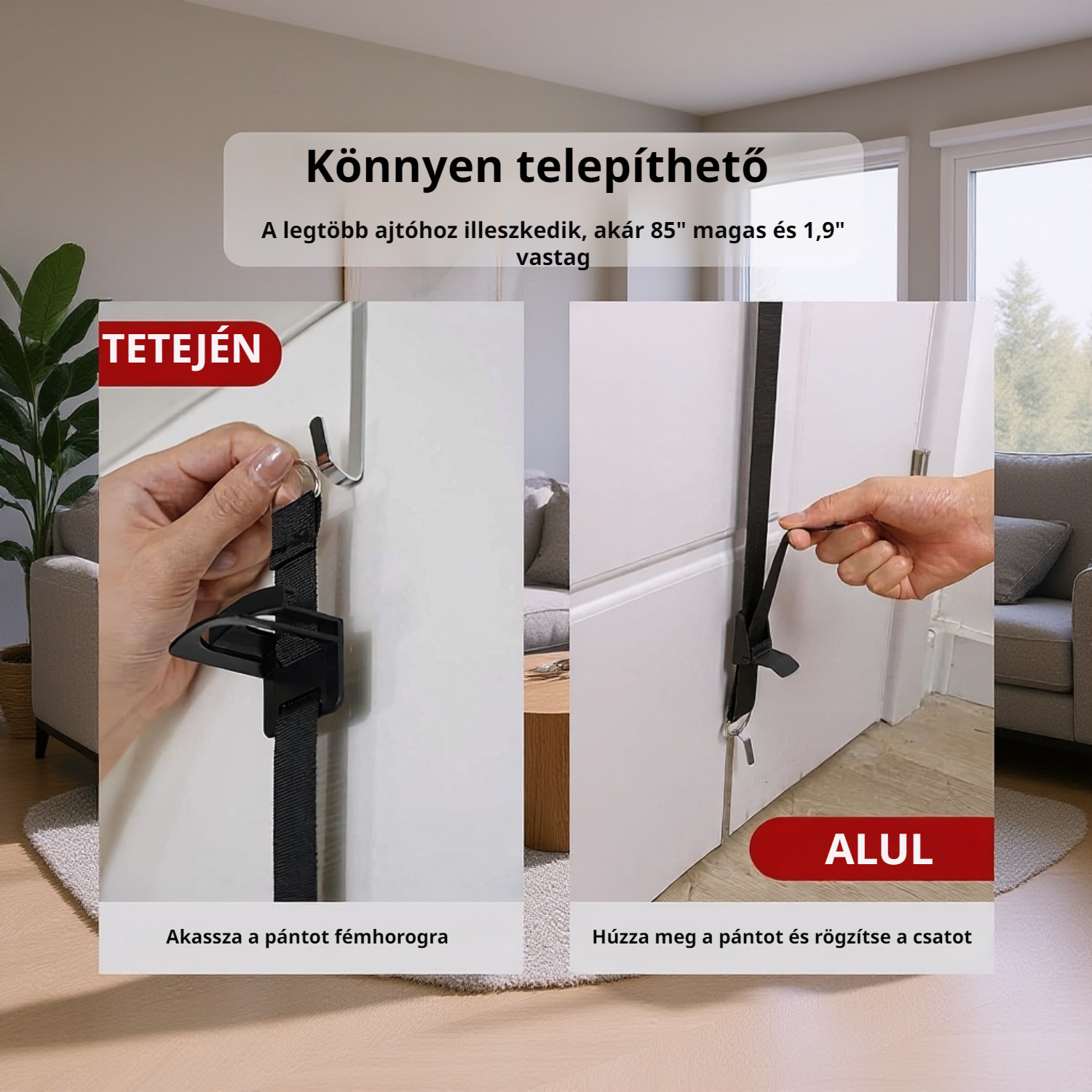  Dupla irányú ajtóra akasztható sapkatartó kampókkal 